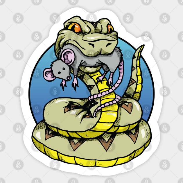 Snake and Mouse Sticker by Laughin' Bones